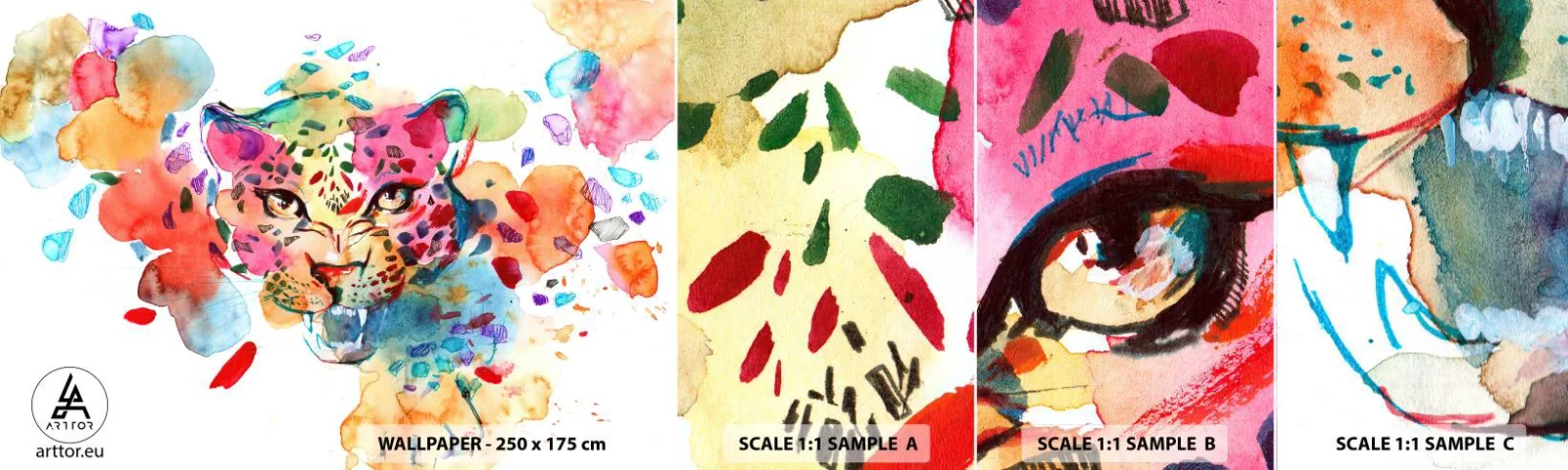 Fototapeta Vzorek Standard Eco - Kráska a zvíře - Panter, Zvířata, Abstrakce - 100x30 cm