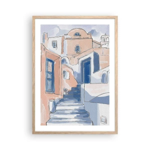 Plakát v rámu světlý dub - Exotické město - 50x70 cm