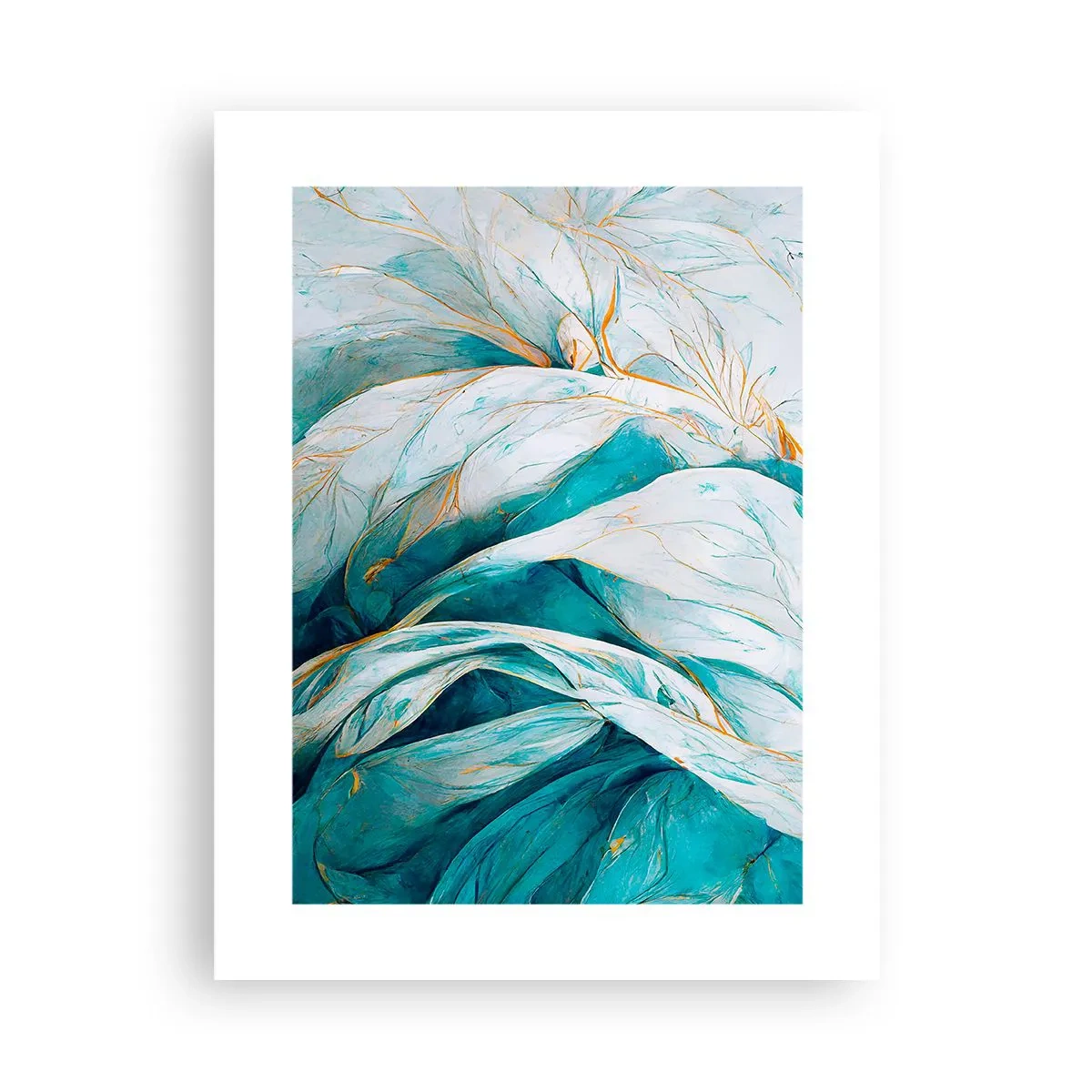 Plakát - Modrá abstrakce se zlatým motivem - 30x40 cm