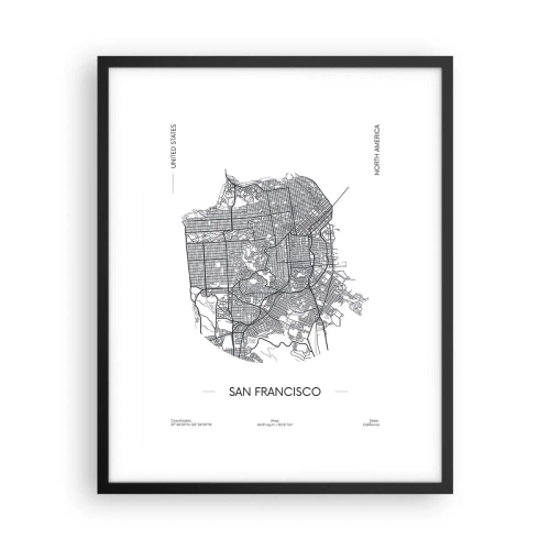 Plakát v černém rámu - Anatomie San Francisca - 40x50 cm