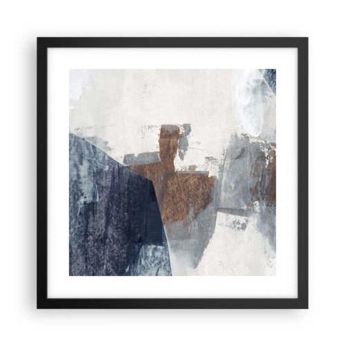 Plakát v černém rámu - Modro-hnědé tvary - 40x40 cm