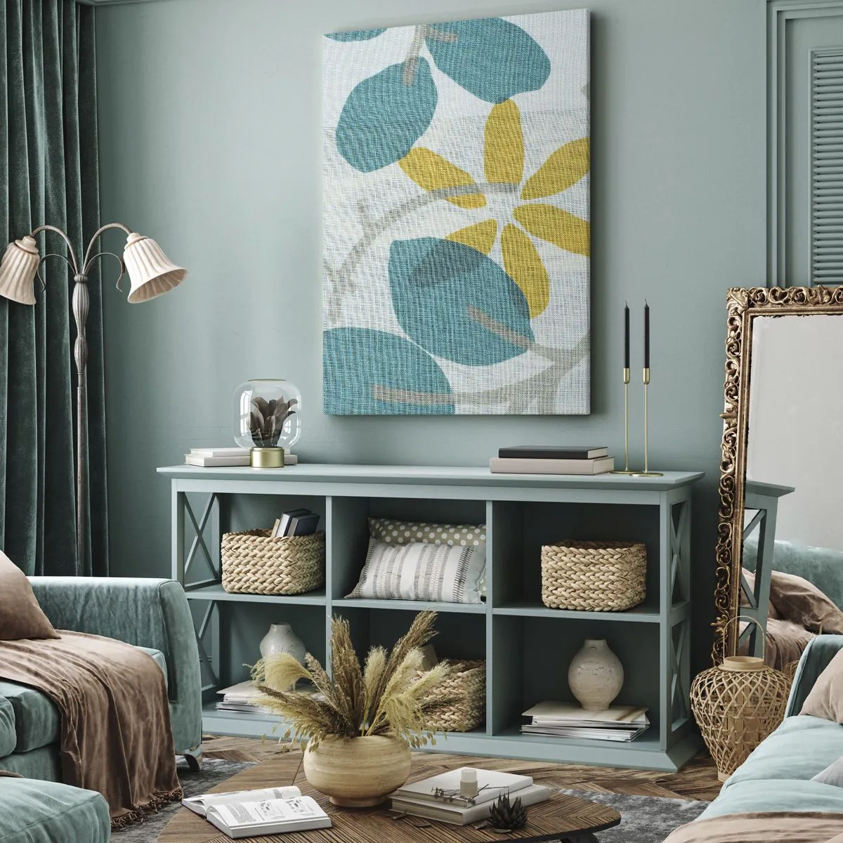 Obraz na plátně - Mezi azurovými listy - 55x100 cm