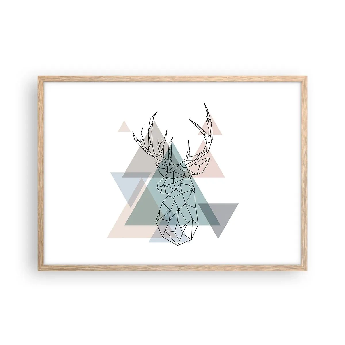 Plakát v rámu světlý dub - V geometrickém lese - 70x50 cm