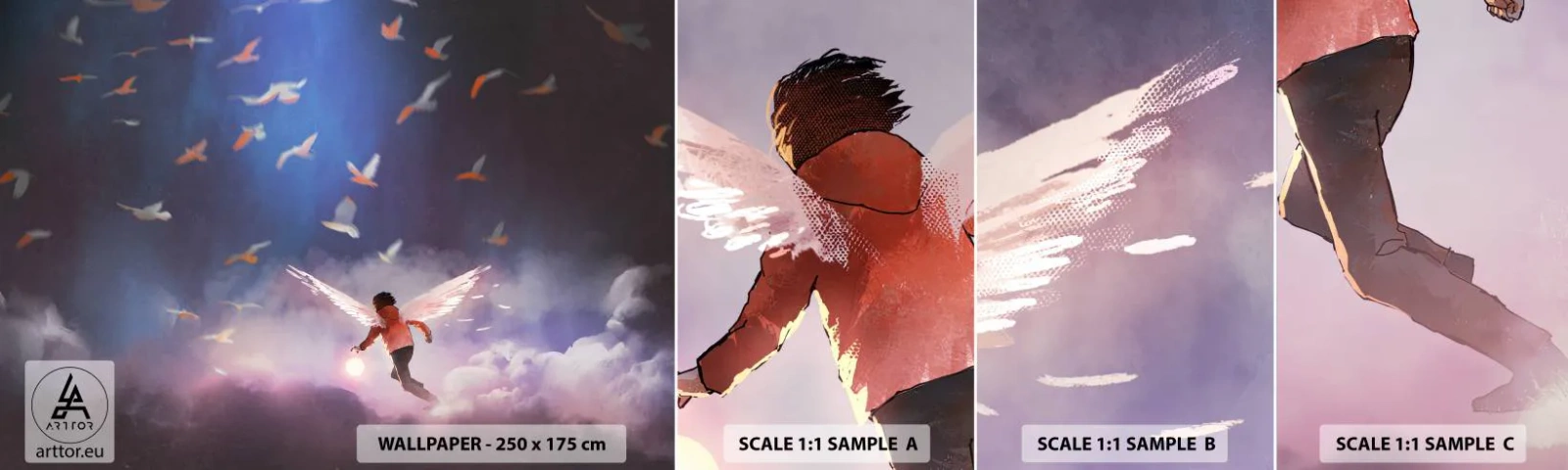 Vzor Fototapety Samolepicí Deluxe Sticker - Je třeba mít odvahu a představivost - Abstrakce, Fantazie, Ikar - 100x30 cm