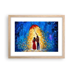 Plakát v rámu světlý dub - Magie deštivého večera? - 40x30 cm