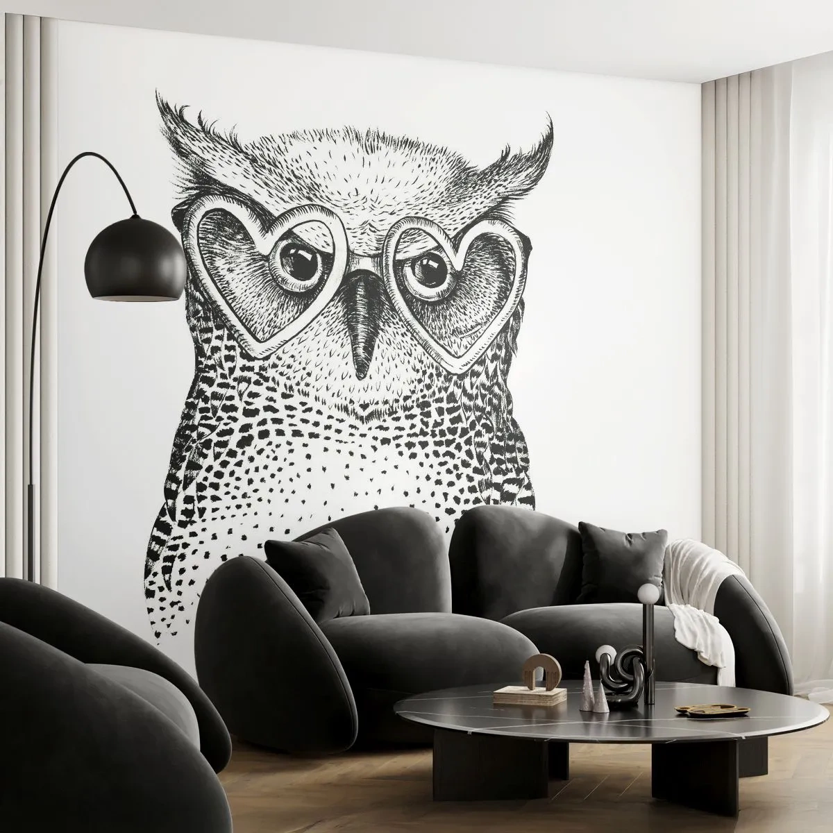 Fototapeta Samolepicí Deluxe Sticker - Moudře a s láskou - Sova, Pro děti, Zvířata - 250x175 cm
