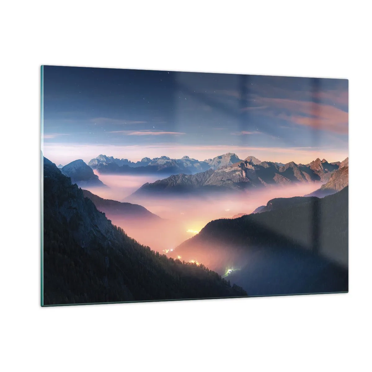 Obraz na skle - Světlo v údolích - 120x80 cm