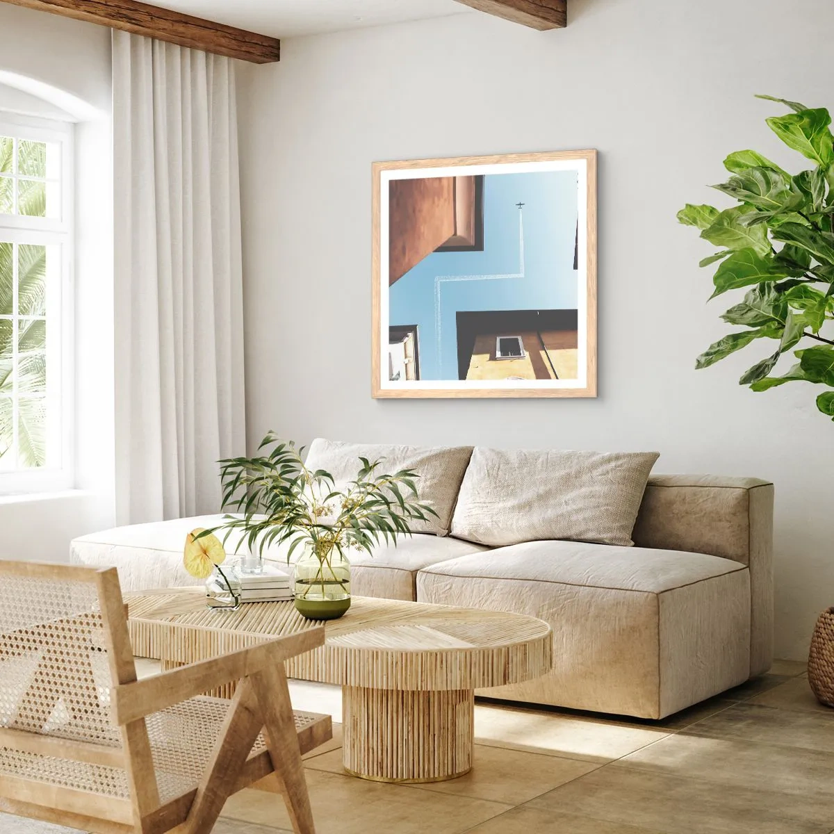 Plakát v rámu světlý dub - Nad městským labyrintem - 60x60 cm