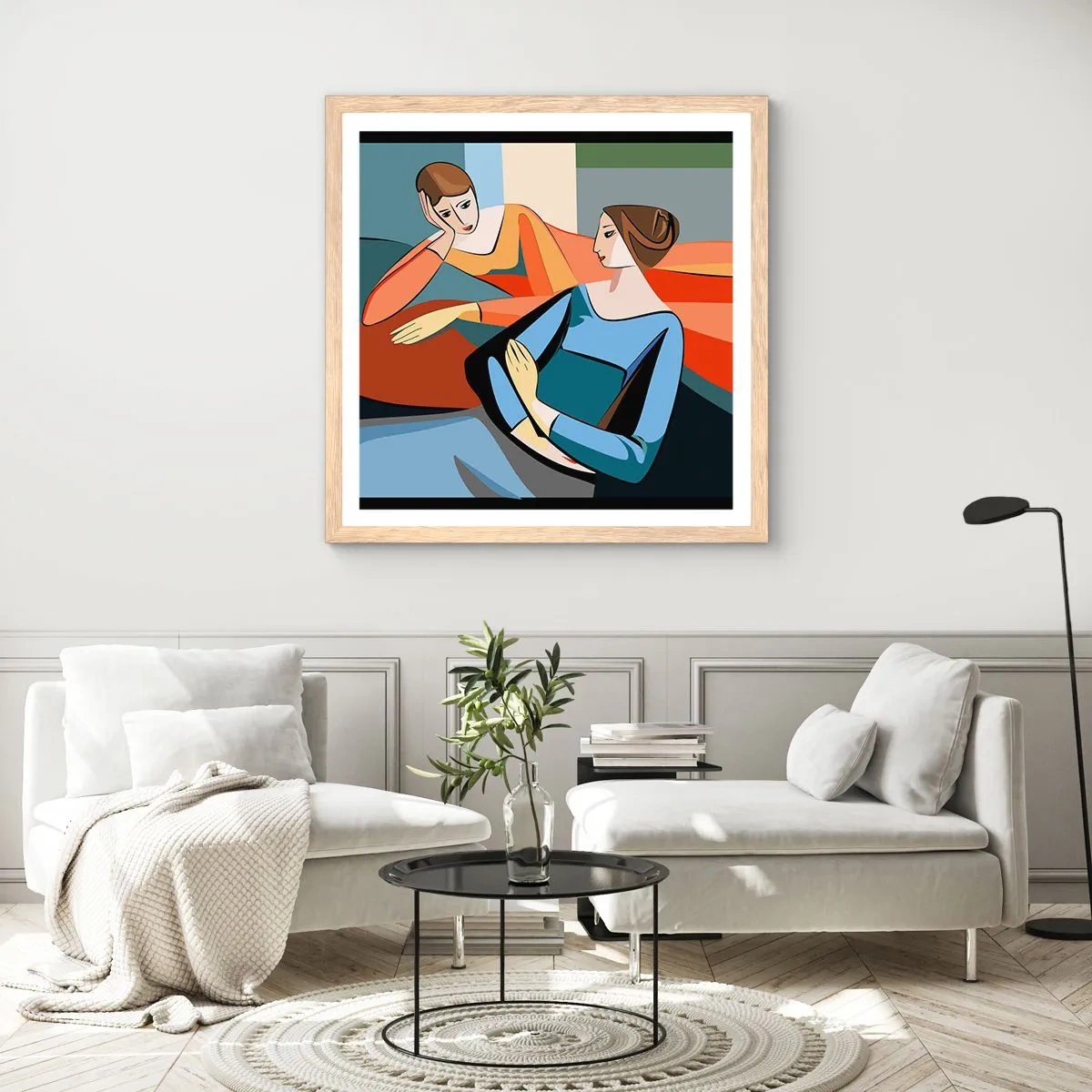 Plakát v rámu světlý dub - Chvíle svěření - 50x50 cm
