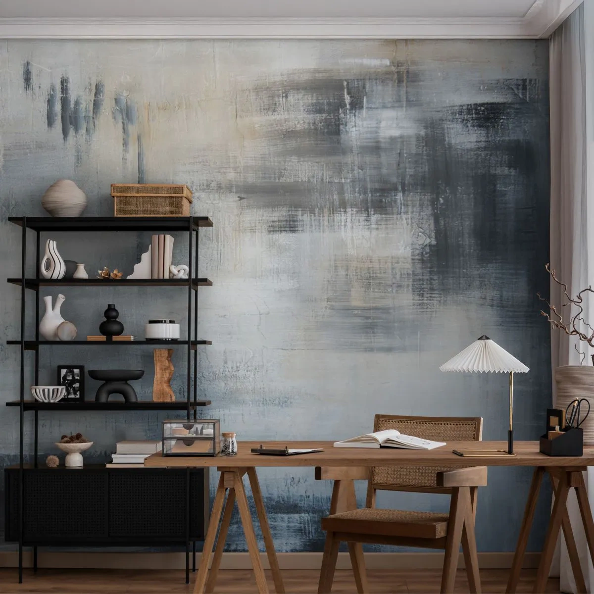 Fototapeta Premium Canvas - Za závojem modré - Kus, Abstrakce, Průmyslový - 250x175 cm