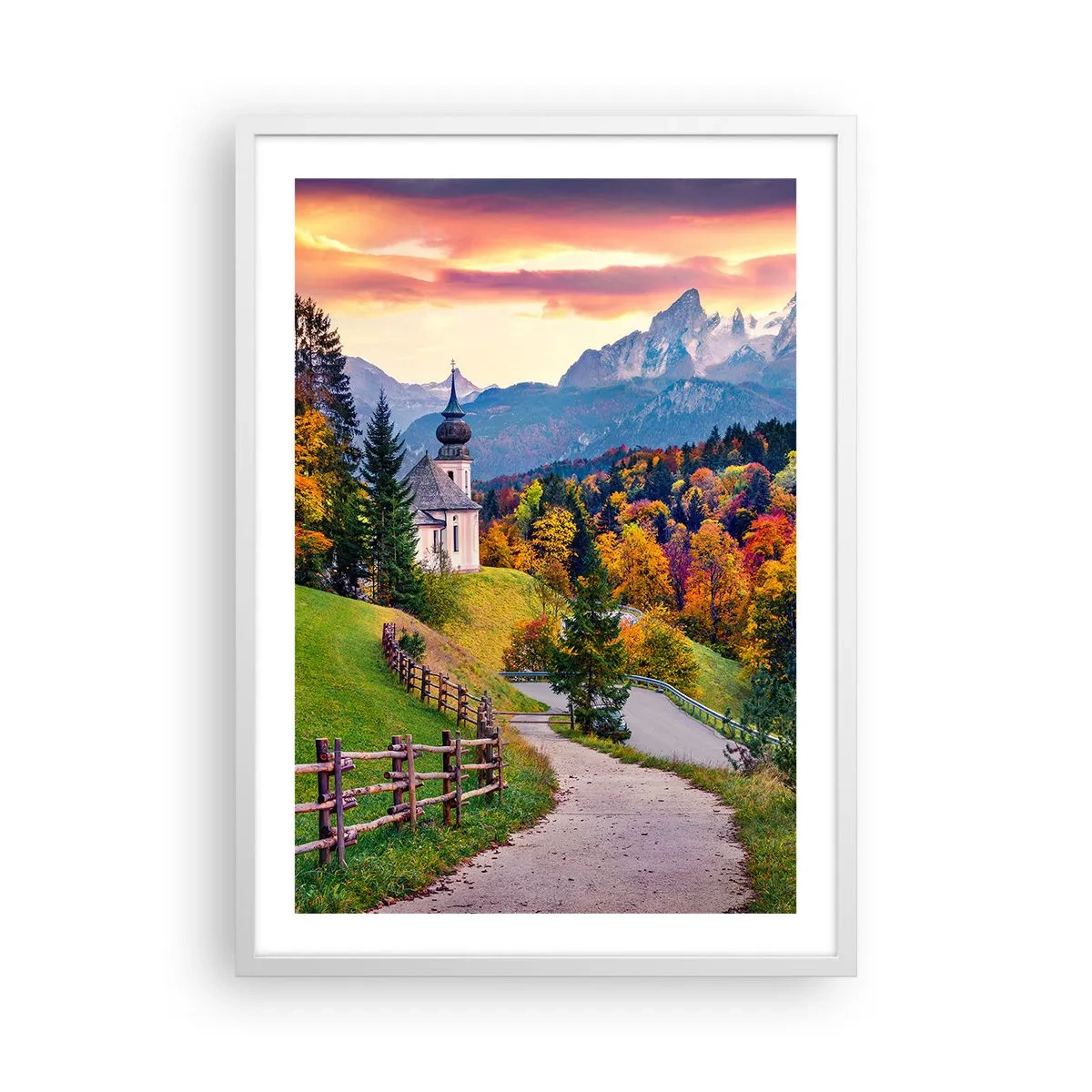 Plakát v bílém rámu - Naprosto ideální krajina - 50x70 cm