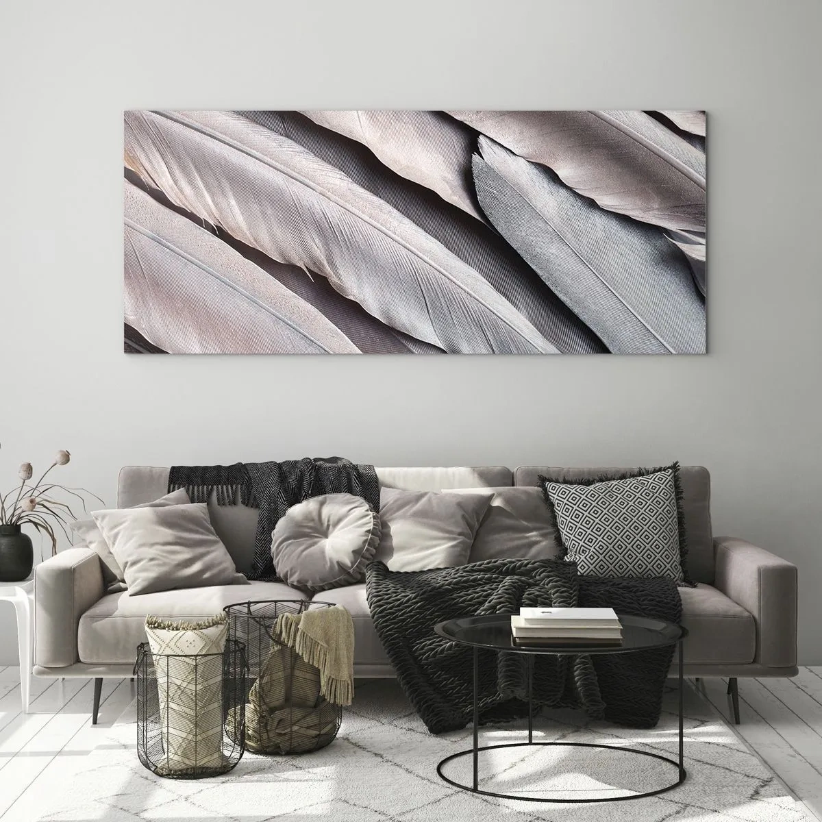 Obraz na skle - V růžové a stříbrné - 120x50 cm