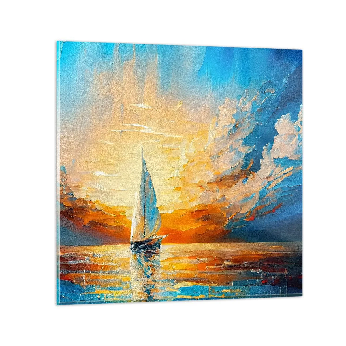 Obraz na skle - Plavba ve zlatě - 30x30 cm