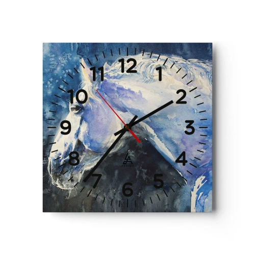 Nástěnné hodiny - Portrét v modré záři - 40x40 cm