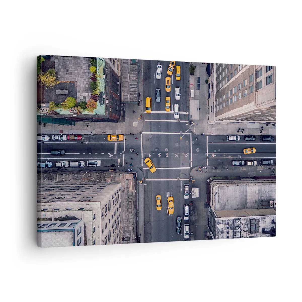 Obraz na plátně - Letecký pohled na rušnou městskou ulici - 70x50cm - Snadná volba - Moderní nástěnná dekorace do obývacího pokoje a ložnice ARTTOR