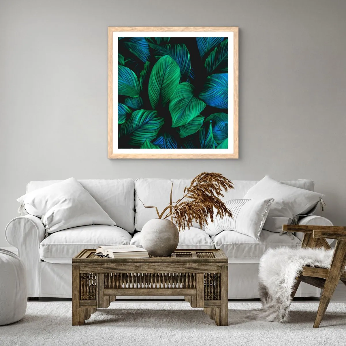 Plakát v rámu světlý dub - V zeleném davu - 50x50 cm