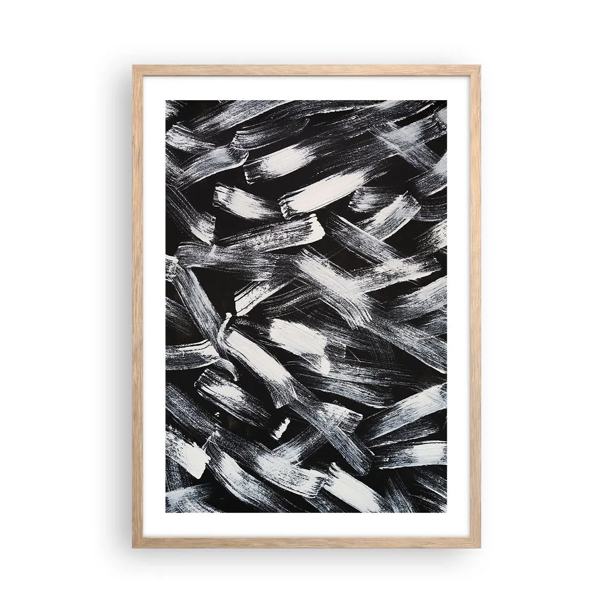 Plakát v rámu světlý dub - Abstrakce v industriálním duchu - 50x70 cm