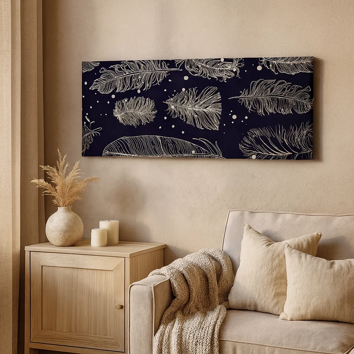 Obraz na plátně - Krajka s peřím - 30x30 cm