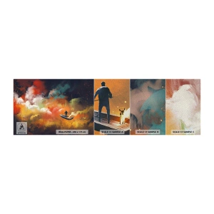 Vzor Fototapety Premium Sand - Lodí galaxií - Abstrakce, Fantazie, Výlet - 100x30 cm
