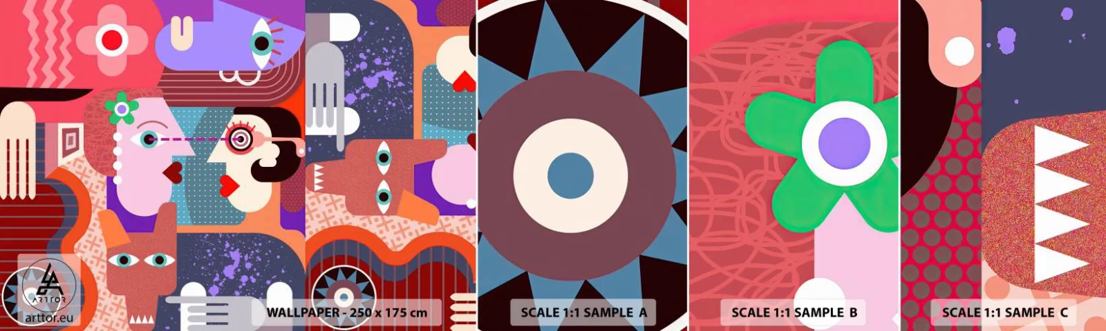 Fototapeta Vzorek Standard Eco - Tváří v tvář - Abstrakce, Kus, Tváře - 100x30 cm