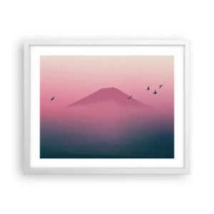 Plakát v bílém rámu - Poutníci nad oblaky - 50x40 cm