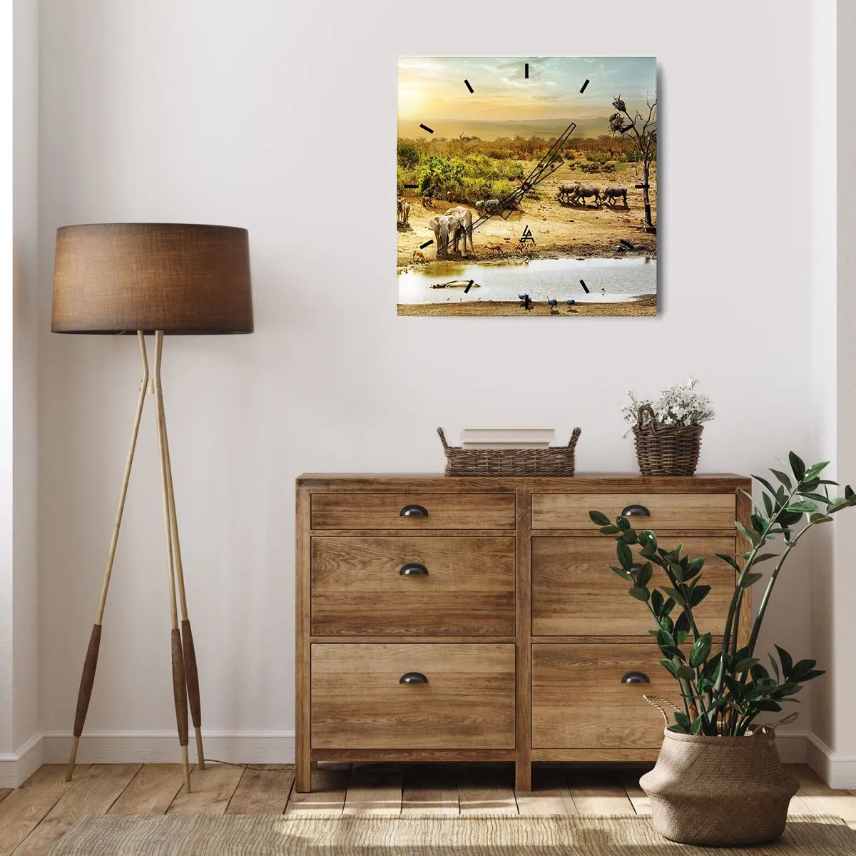 Nástěnné hodiny - „Z ráje opět pramenila řeka…“ - 30x30 cm