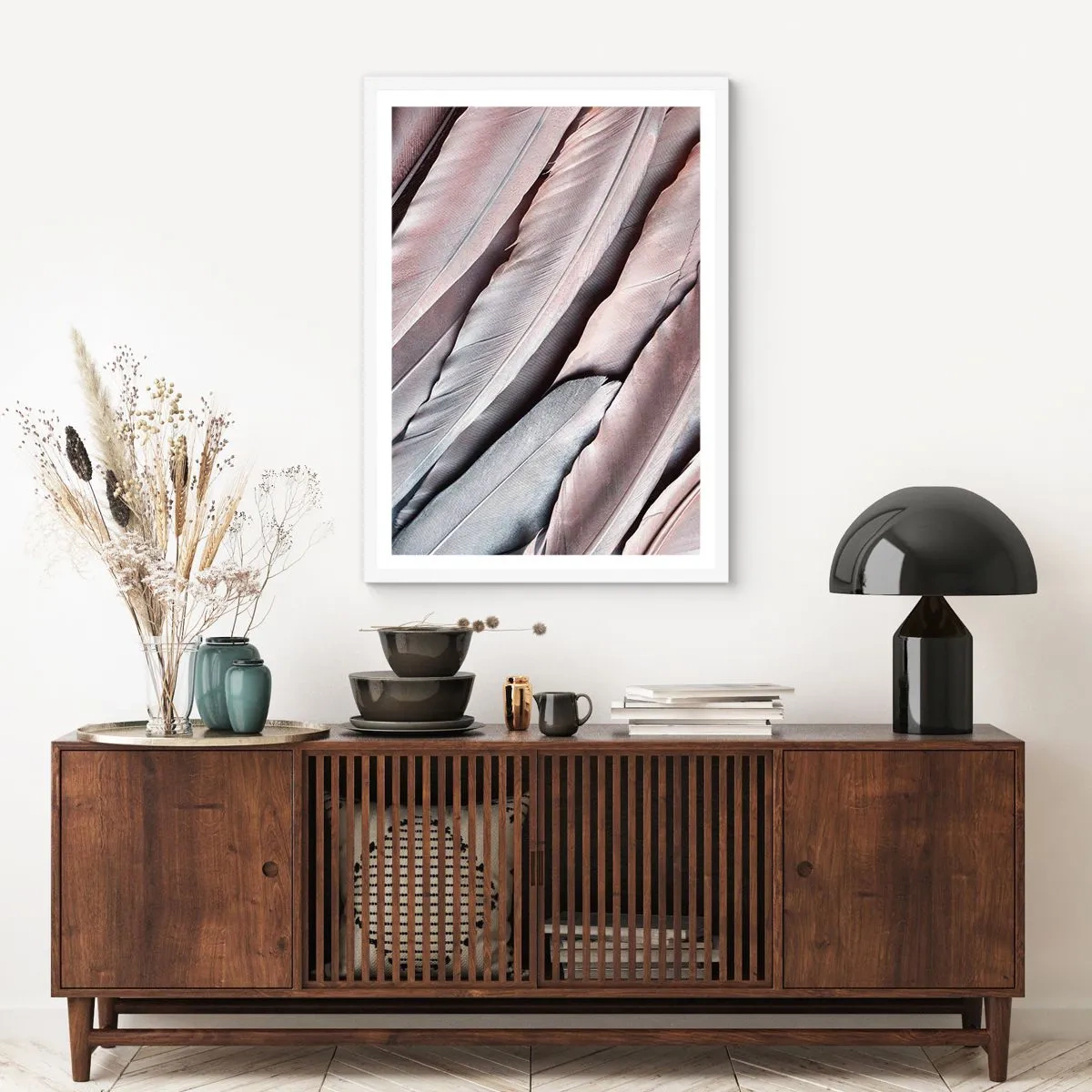 Plakát v bílém rámu - V růžové a stříbrné - 70x100 cm