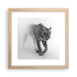 Plakát v rámu světlý dub - Přikrčený v mlze - 30x30 cm