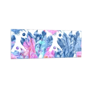 Obraz na skle - Chocholy v růžové a blankytné - 140x50 cm