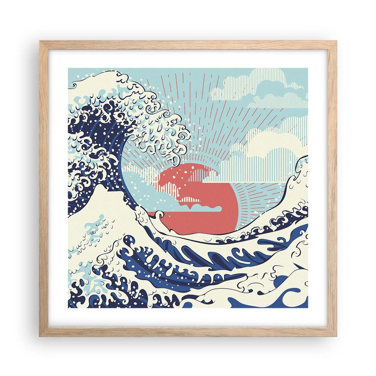 Plakát v rámu světlý dub - Z japonských inspirací - 50x50 cm