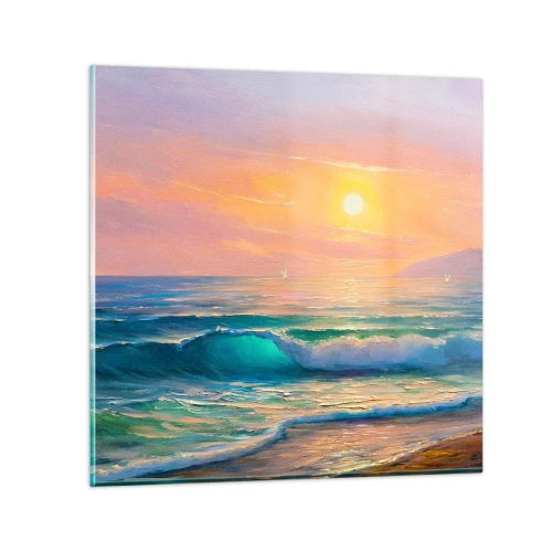 Obraz na skle - Tyrkysová píseň vln - 50x50 cm