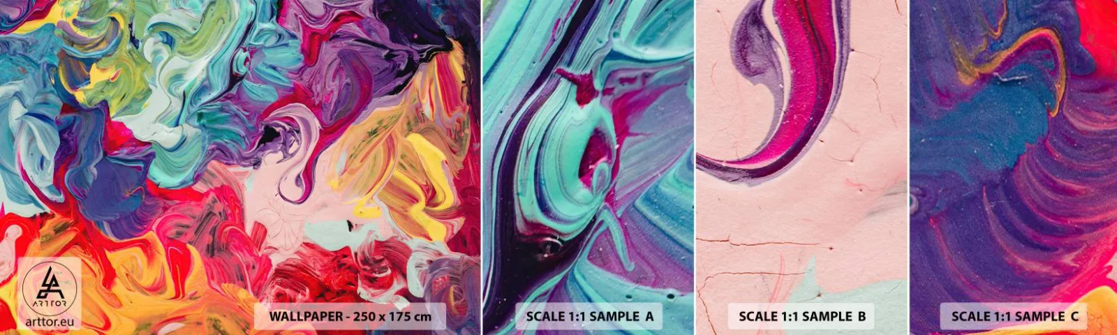 Vzor Fototapety Samolepicí Deluxe Sticker - Zrození barev - Abstrakce, Kus, Moderní vzor - 100x30 cm