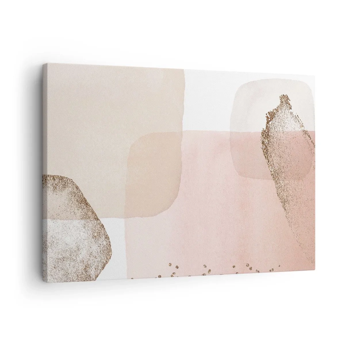 Obraz na plátně - Pastelové skvrny se zlatými prvky - 70x50cm - Pohled skrze barvy - Moderní nástěnná dekorace do obývacího pokoje a ložnice ARTTOR