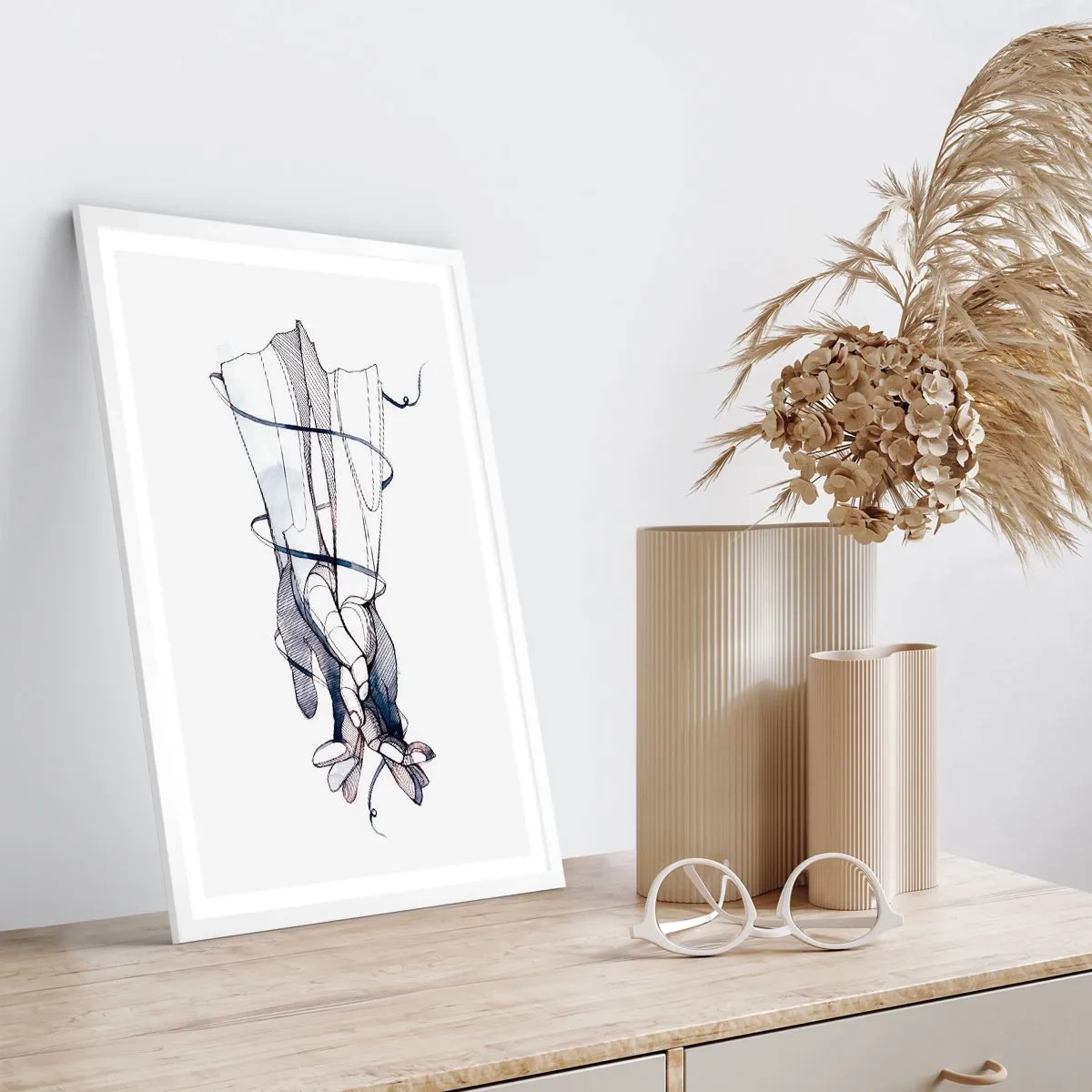 Plakát v bílém rámu - Studie o dotyku - 40x50 cm