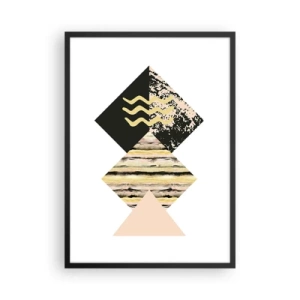 Plakát v černém rámu - Abstraktní geometrické kompozice v jemných barvách - 50x70cm - Není to tak jednoduché - Moderní nástěnná dekorace do obývacího pokoje a ložnice ARTTOR