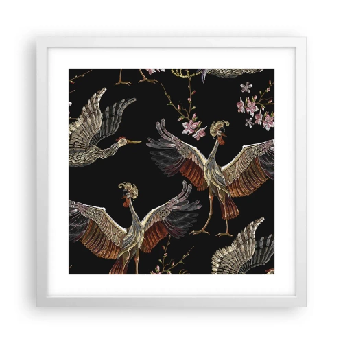 Plakát v bílém rámu - Pohádkový pták - 40x40 cm