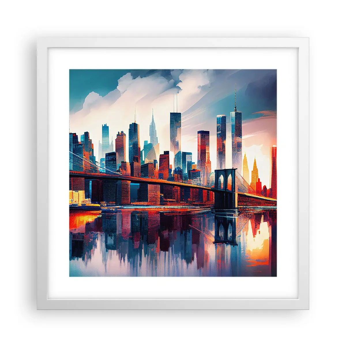 Plakát v bílém rámu - Famózní New York - 40x40 cm