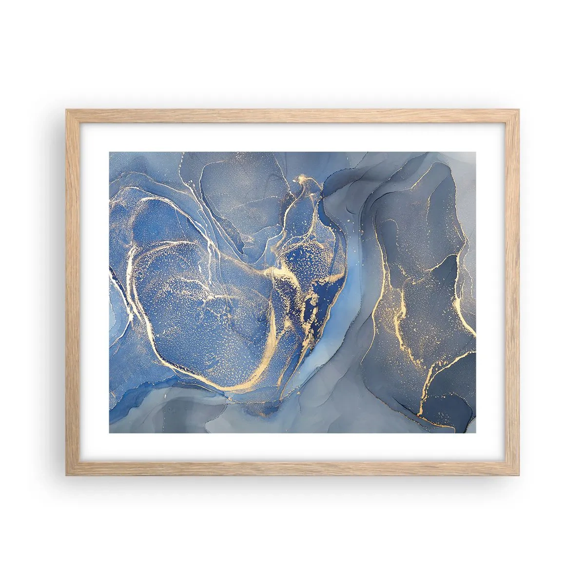 Plakát v rámu světlý dub - Zlatý prach - 50x40 cm