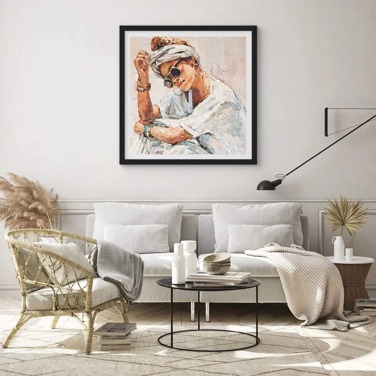 Plakát v černém rámu - Portrét v plném slunci - 60x60 cm
