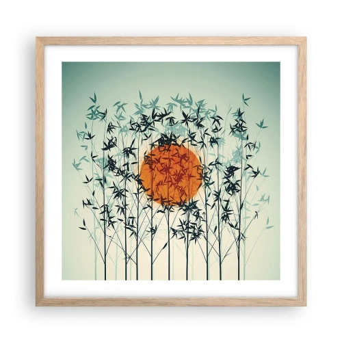 Plakát v rámu světlý dub - Japonské slunce - 50x50 cm