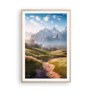 Plakát v rámu světlý dub - Idylické údolí - 61x91 cm