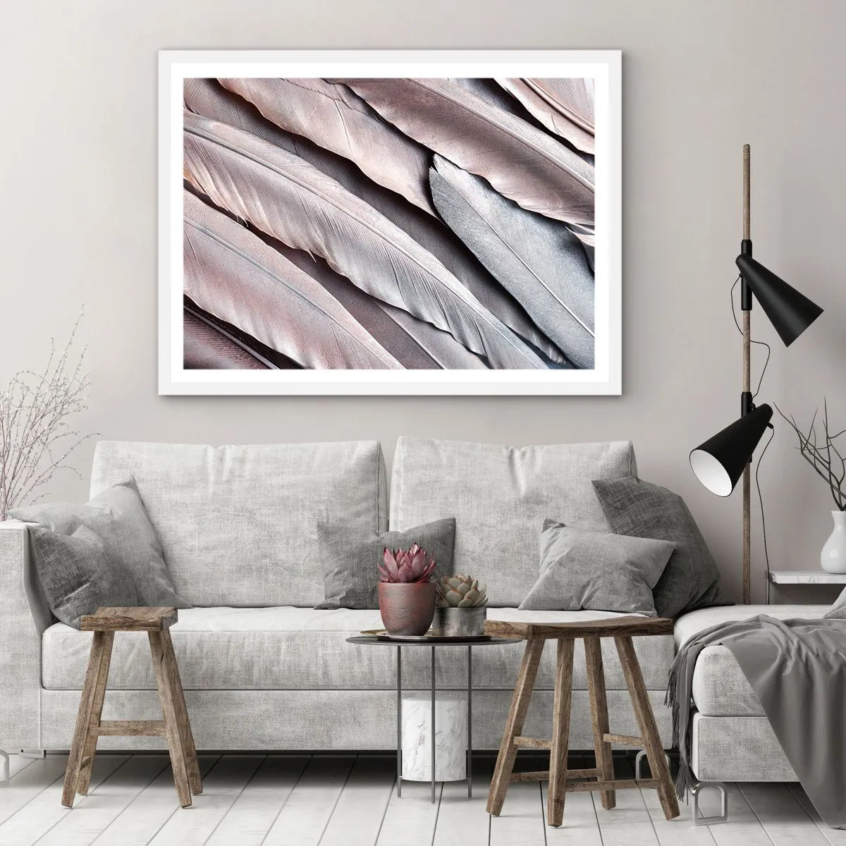 Plakát v bílém rámu - V růžové a stříbrné - 40x30 cm