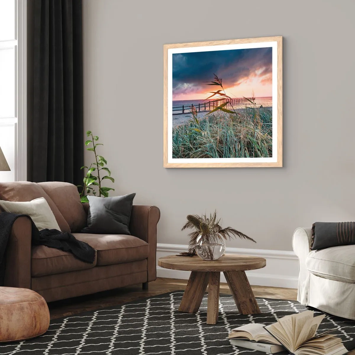 Plakát v rámu světlý dub - Neodváto větrem - 30x30 cm