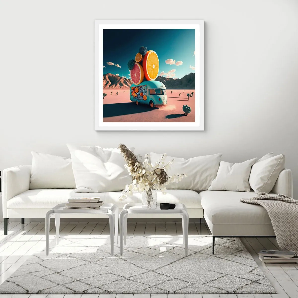 Plakát v bílém rámu - Chuť prázdnin - 40x40 cm