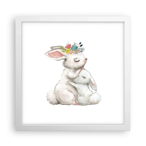 Plakát v bílém rámu - Nejlepší je u mámy - 30x30 cm
