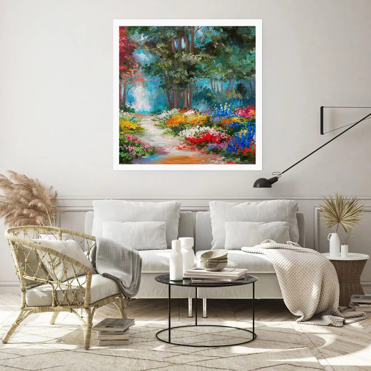 Plakát - Lesní zahrada, květinový les - 60x60 cm