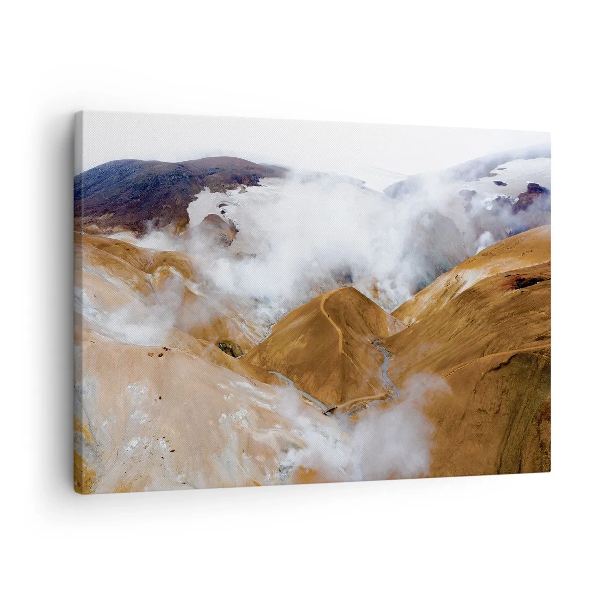 Obraz na plátně - Horská krajina s párou v drsném podnebí - 70x50cm - Drsná krása Islandu - Moderní nástěnná dekorace do obývacího pokoje a ložnice ARTTOR
