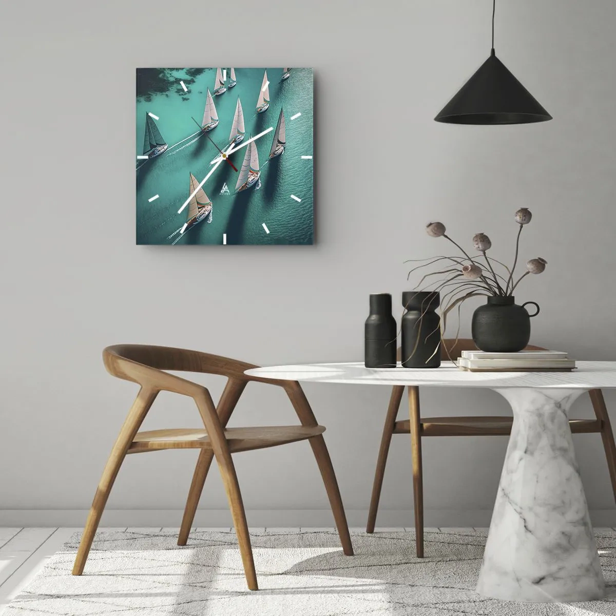 Nástěnné hodiny - Zápasení s větrem - 30x30 cm