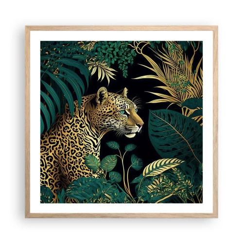 Plakát v rámu světlý dub - Domácí v džungli - 60x60 cm