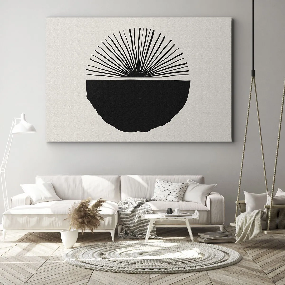 Obraz na plátně - Minimalistický černý motiv na světlém pozadí - 70x50cm - Řada možností - Moderní nástěnná dekorace do obývacího pokoje a ložnice ARTTOR